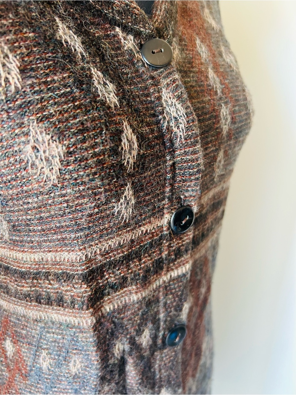 Peruvian Connection Alpaca Brown Patterned Long Button-Front Dress - Picture 6 of 7